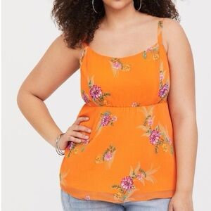 TORRID Babydoll Chiffon Floral Tank Top EUC